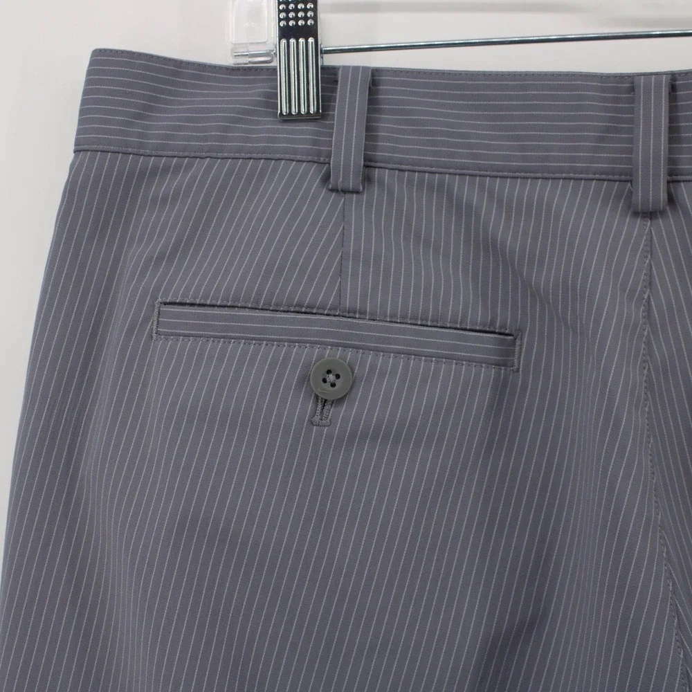 Nike Golf Pants Mens 34x30 Grey Dri-FIT Pinstripe Flat Front Trousers 335936-065